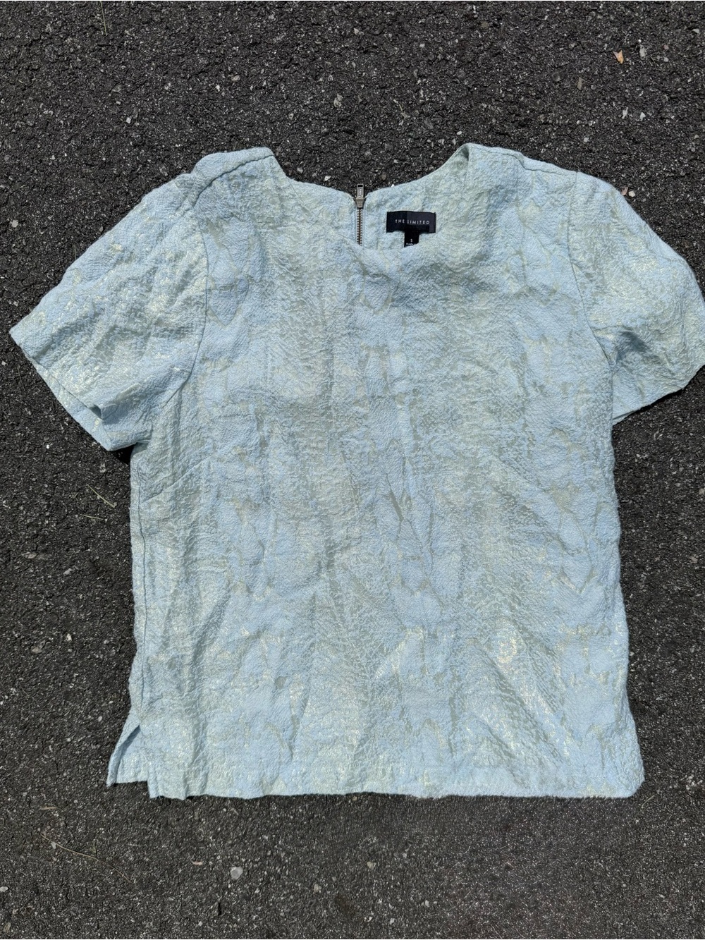The Limited Pale Blue Textured Short-Sleeve Blouse
